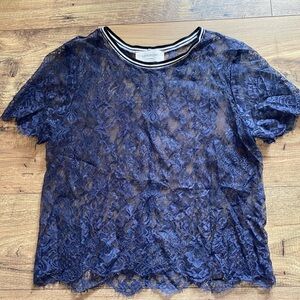 Loyd/Ford French Lace Top Navy Size 6